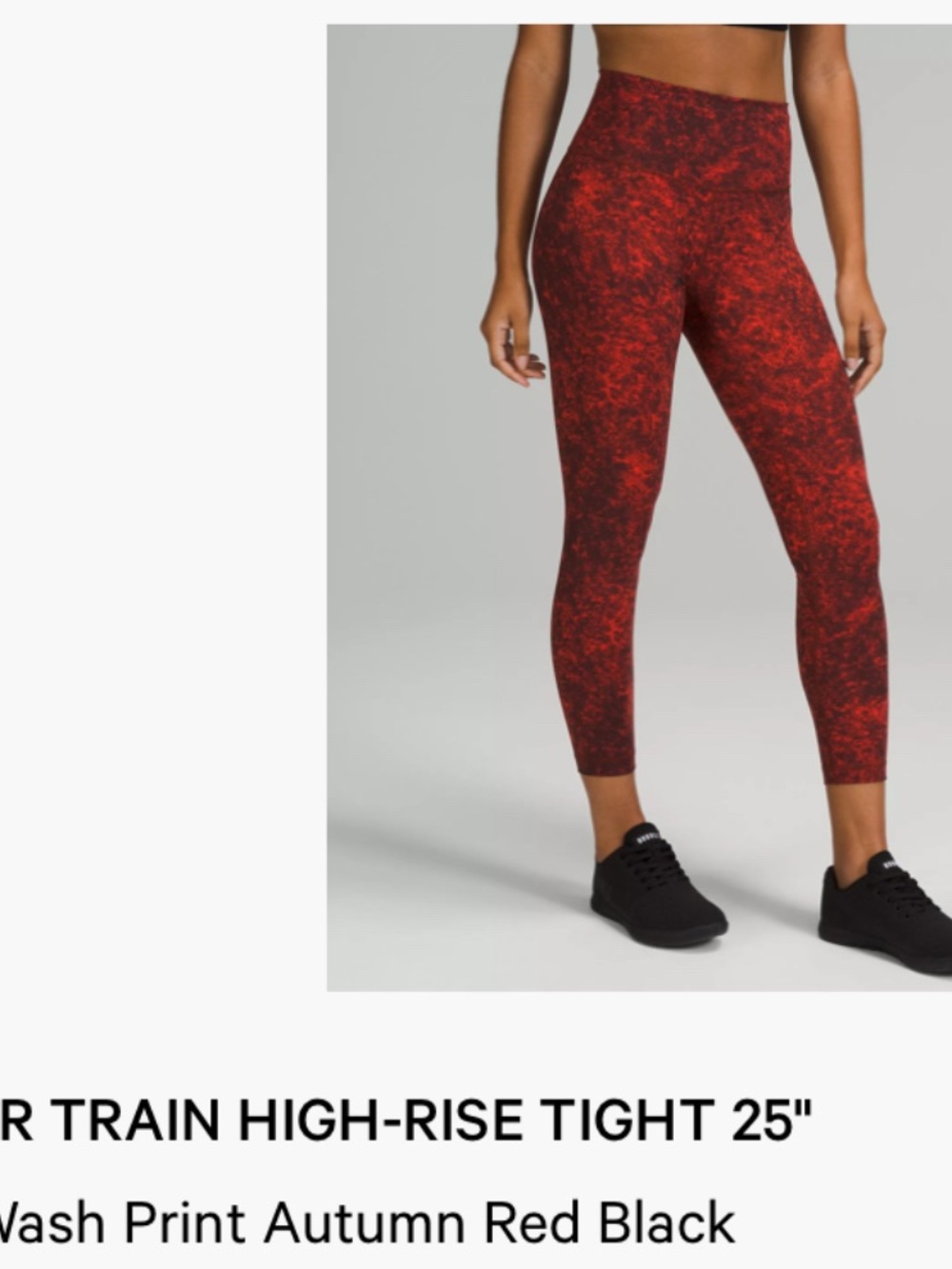 Wunder Train High-Rise Tights 25” in Denim Wash Print Autumn Red Black